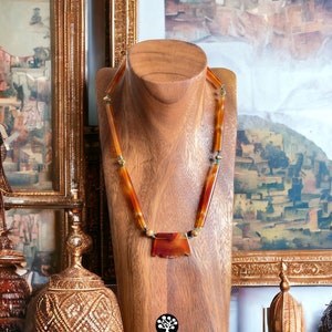 Carnelian Beaded Necklace: Dvaravati Trade Wind Bead, Micron Gold