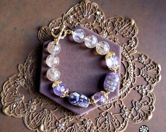 Pulsera de amatista con forma de fantasma Pixiu tallada a mano, guardián de la riqueza de citrino, joyería de cuentas Feng Shui