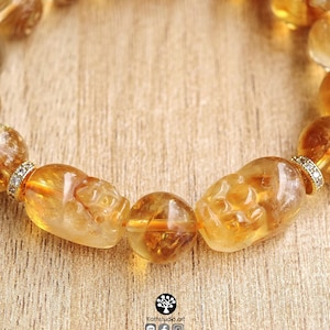 Handgesneden citrien Pixiu-armband, Feng Shui-welvaartsbeschermer, natuurlijk vuuroranje kristal afbeelding 4
