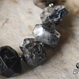Black Rutilated Quartz Bracelet, Hematite Grounding Beads, Silver Dragonfly Clasp, Wabi Sabi Crystal Jewelry image 4