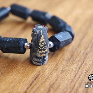 Vyaghra Raksha — Sacred Tiger Amulet Bracelet | Consecrated Buffalo Horn | Raw Black Tourmaline | Hematite | Wat Parivas Bangkok image 4