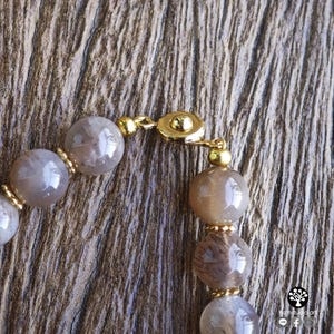Hand-Carved Sunstone Pixiu Bracelet, Rose Beige Gemstone Beaded Wealth Guardian image 7