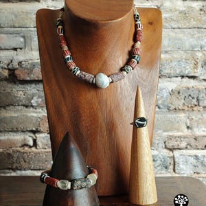 Ancient African Beaded Jewelry Set – Necklace, Bracelet, and Ring