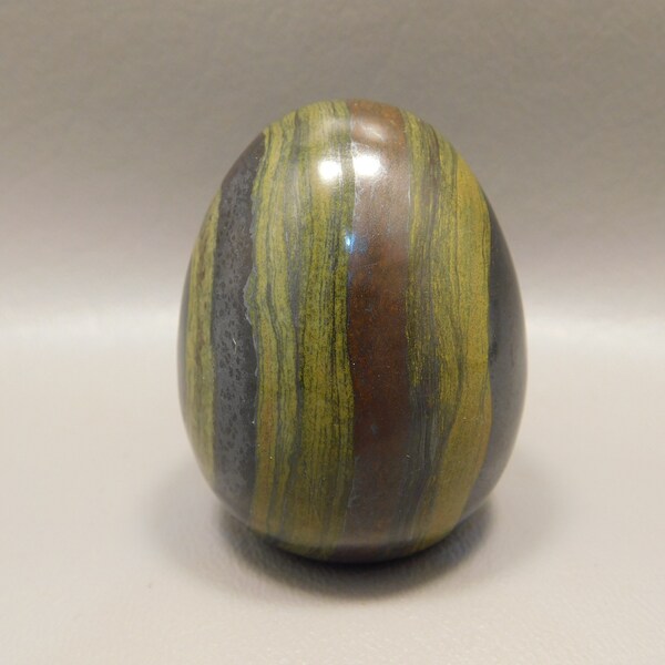 Tiger Iron Egg a forma di intaglio rupestre 2 pollici naturale lucido pietra curativa #e4