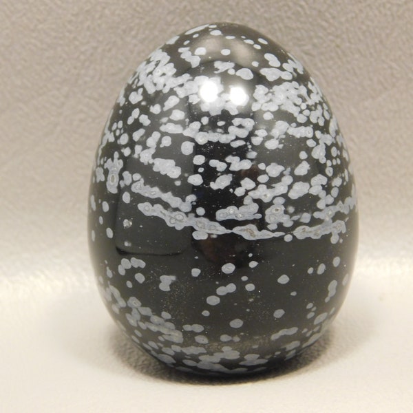 Snowflake Obsidian Stone Egg Carving 2 inch Healing Stone Black Gemstone #e3