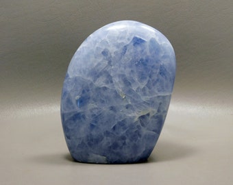 Polished Rock 4 inch Blue Calcite Madagascar Decorator Stone