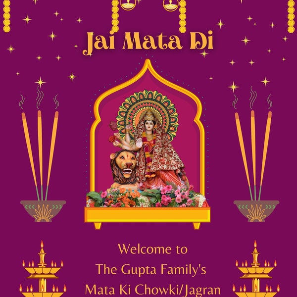 Mata Ka Jagran Video Virtual Invitation With Music. Easy to Edit