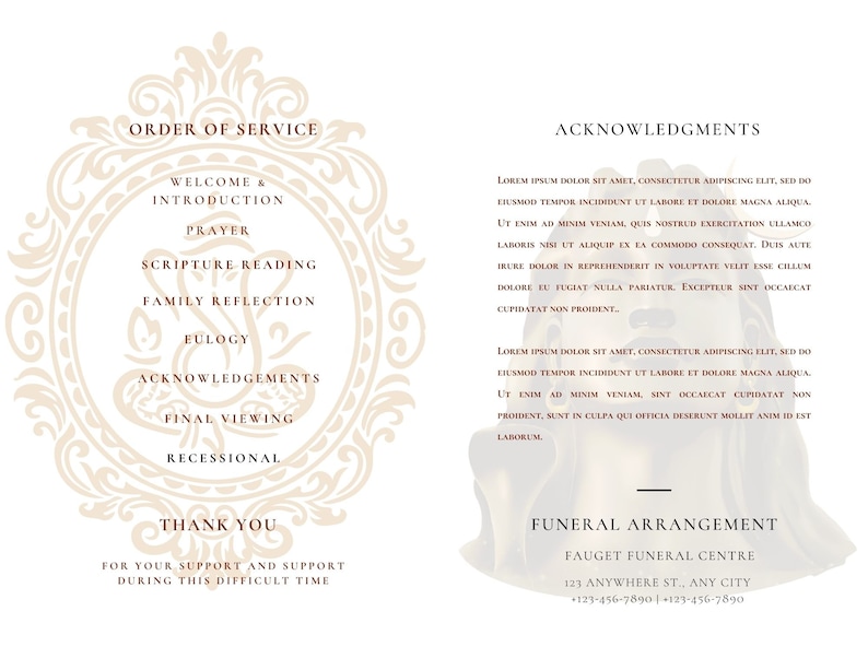Editable Hindu Funeral Program Bifold Digital, Printable, Easy to Use