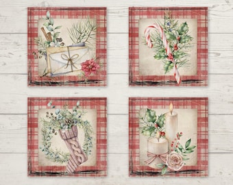 Farmhouse Coasters, Christmas Coasters, Christmas Decor, Farmhouse Decor, Drink Coasters, Holiday Coasters, Housewarming Gift, Coasters