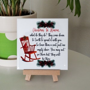 Christmas in Heaven, Ceramic Tile Sign, Christmas in Heaven Sign, Memorial Sign, Christmas Decor, Holiday Sign, Christmas Memorial,In Memory