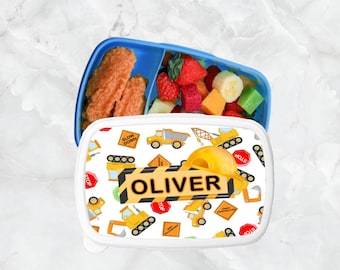 Personalized Construction Kids Lunch Box, Kids Snack Box, BPA-Free, Custom Bento Lunch Box, Toddler Lunch Box, Back to School, Snack Tub