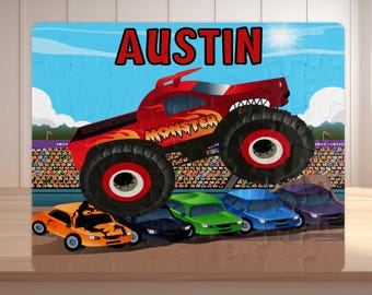 Personalized Monster Truck Puzzle, Kids Puzzle, Gift for Toddler, Birthday Gifts, Learning Toy, Puzzle for Boys, Gifts for Kids,Party Favors