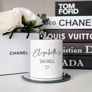 Personalized Coin Bank, Personalized Money Box, Gift for Her, Piggy Bank, Wedding, Birthday, Ceramic Bank, New Baby, Kids Bank, Money Box
