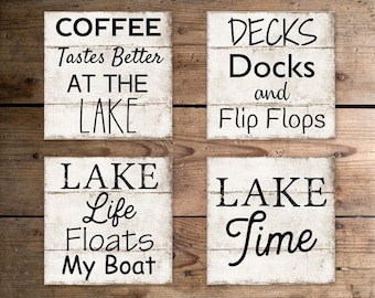 Lake House Coasters, Family Lake House, Lake Gift, Lake House Decor, Housewarming Gift, Wedding Gift, Lake Lover Gift, Lake House