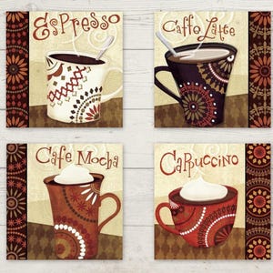 Coffee Coaster Set, Coffee Gift, Drink Coasters, Coffee Decor, Kitchen Decor, Hostess Gift, Housewarming Gift, Coffee Coasters, Coaster