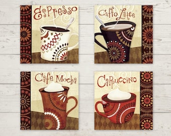 Coffee Coaster Set, Coffee Gift, Drink Coasters, Coffee Decor, Kitchen Decor, Hostess Gift, Housewarming Gift, Coffee Coasters, Coaster