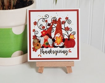Gnome Thanksgiving Ceramic Tile Sign, Fall Gnome Sign, Happy Fall Sign, Shelf Sitter Sign, Tiered Tray Sign, Fall Decor, Gnome Sign