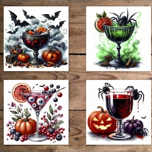 Halloween Coasters, Horror Coasters, Drink Coasters, Halloween Decor, Hardboard Coasters, Spooky Halloween Coasters, Hostess Gift,Fall Decor