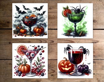 Halloween Coasters, Horror Coasters, Drink Coasters, Halloween Decor, Hardboard Coasters, Spooky Halloween Coasters, Hostess Gift,Fall Decor