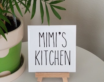 Mimi's Kitchen Ceramic Tile Sign, Rae Dunn Sign Inspired, Mother's Day Gift, Grandma Gift, Farmhouse Kitchen Sign, Mimi Gift, Christmas Gift