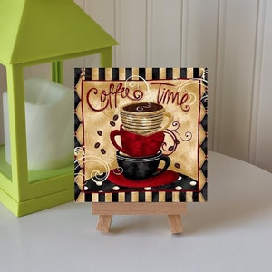 Coffee Bar Sign, Coffee Time Sign, Coffee Lover's Gift, Coffee Bar Decor, Coffee Decor, Coffee Sign, Shelf Decor, Tiered Tray, Ceramic Tile
