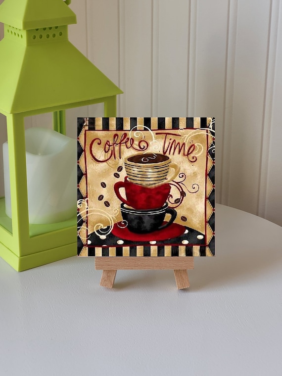 Coffee Bar Sign, Coffee Time Sign, Coffee Lover's Gift, Coffee Bar Decor, Coffee Decor, Coffee Sign, Shelf Decor, Tiered Tray, Ceramic Tile