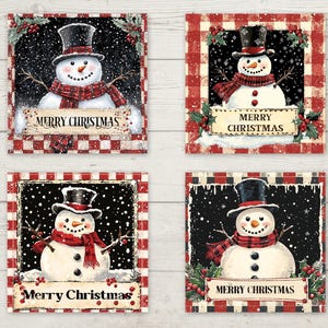 Christmas Snowman Coasters, Farmhouse Coasters, Housewarming Gift, Winter Coasters, Holiday Coasters, Coasters Sets, Coffee Coasters