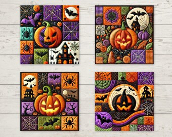 Halloween Coaster Set, Hardboard Coaster, Drink Coaster, Halloween Decor, Fall Decor, Hostess Gift, Trick or Treat, Pumpkin Coaster,Coasters