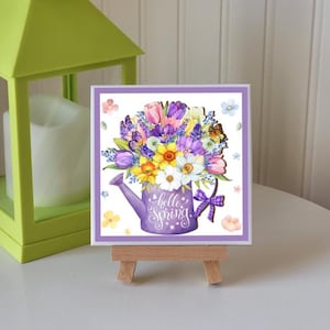 Hello Spring Sign, Ceramic Tile Sign, Farmhouse Decor, Easter Sign Decor, Spring Decor, Tiered Tray Decor, Mini Sign, Spring Shelf Sitter