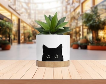 Black Cat Planter Pot, Succulent Planter Pot, Cat Lover Gift, Cat Mom, Gift for Friend, Succulent Pots, Cat Mom Gift, Cat Planter Pot