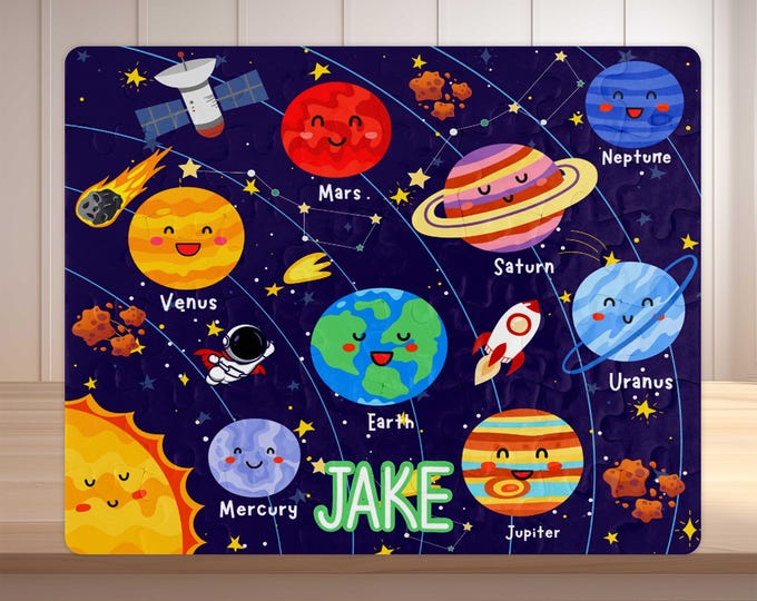 Personalized Space Name Puzzle, Solar System Puzzle, Kids Puzzle, Personalized Kids Puzzle, Space Puzzle, Gift for Kids, Educational Puzzle
