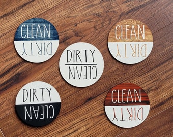 Rae Dunn Inspired Dishwasher Magnet, Clean/Dirty Dishwasher Magnet, Farmhouse Dishwasher Magnet, Rustic Kitchen Decor, Wedding Gift