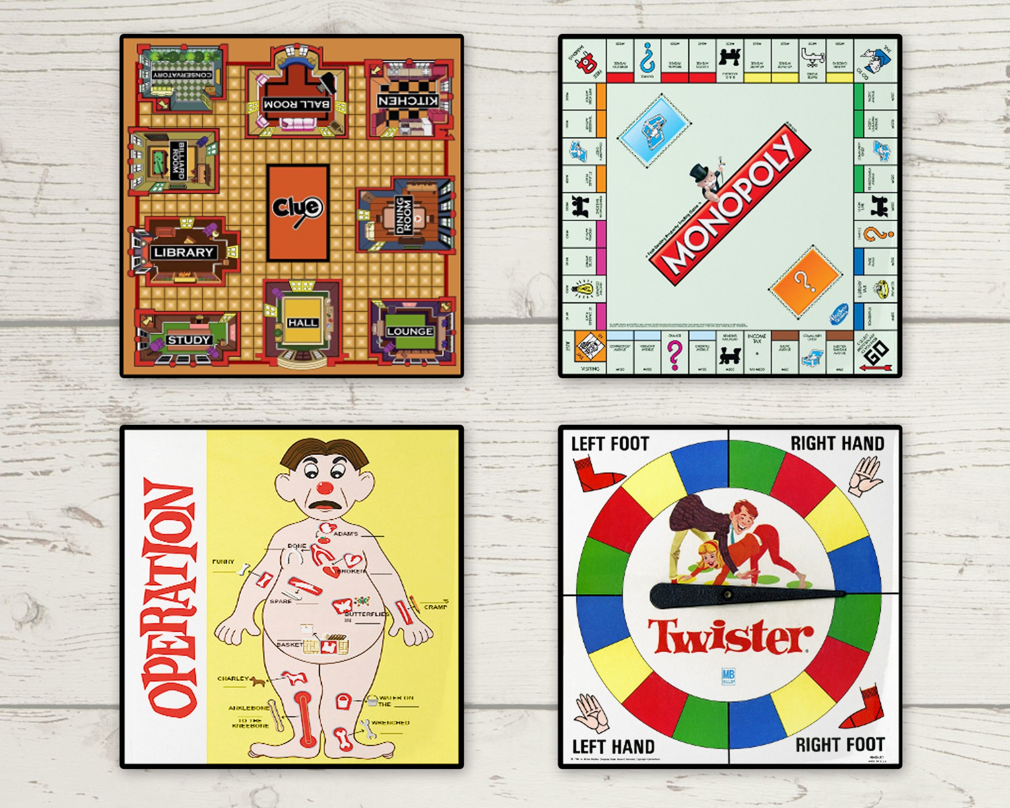 Board Game Coasters, Hardboard Tile Coasters, Board Game Decor, Housewarming Gift, Game Room, Drink Coasters, Game Night, Gift for Him