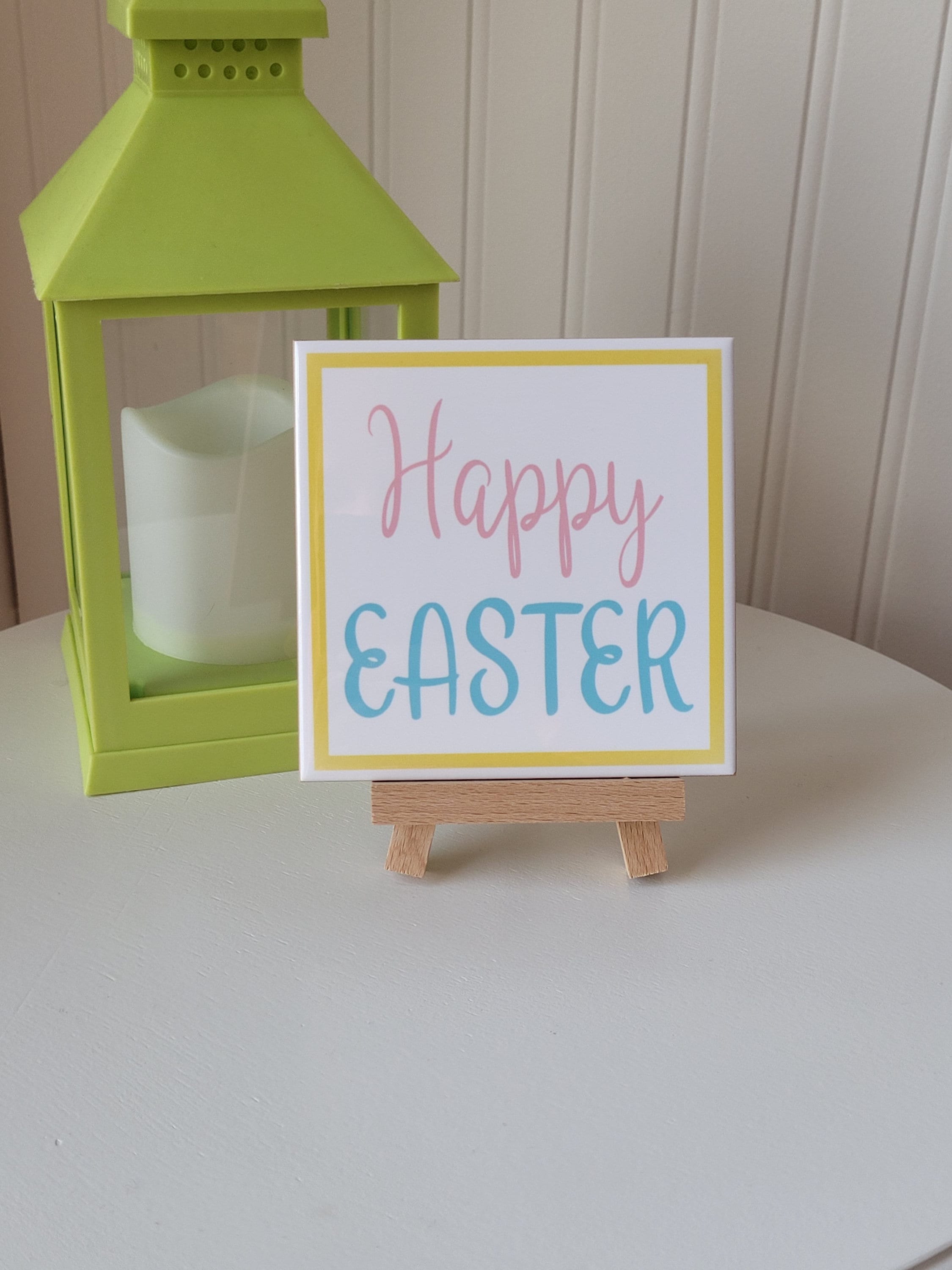 Happy Easter Tile Wall Hanging Décor Sign 7.5"X19" w 