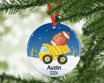 Personalized Football Christmas Ornament, Football Ornament, Sports Ornament, 2025 Christmas Ornament, Kids Ornament, Boy Ornament