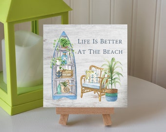 Beach House Sign, Life is Better at the Beach Sign, Beach House Sign, Beach House Decor, Ceramic Tile Sign, Beach Gift, Housewarming Gift