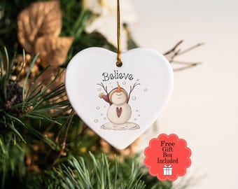 Believe Snowman Christmas Ornament, Christmas Ornament, Snowman Ornament, Snowman Decor, Keepsake Christmas Ornament, Christmas Gift
