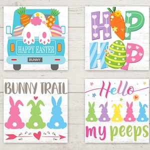 Easter Coasters, Happy Easter Coasters, Easter Bunny Coasters, Spring Coasters, Peep Coasters, Bunny Coasters, Easter Decor, Spring Decor