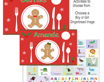 Personalized Christmas Placemat, Kids Placemat, Christmas Placemat, Laminated Holiday Placemat, Custom Kids Placemat, Kids Christmas Gift