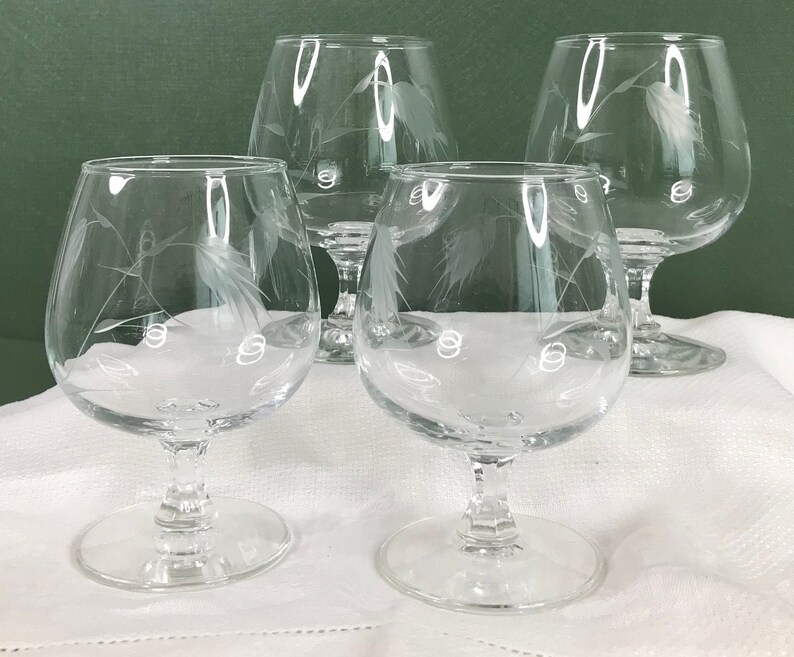 Vintage Etchedglass Small Brandy Snifters set of 4 Etsy
