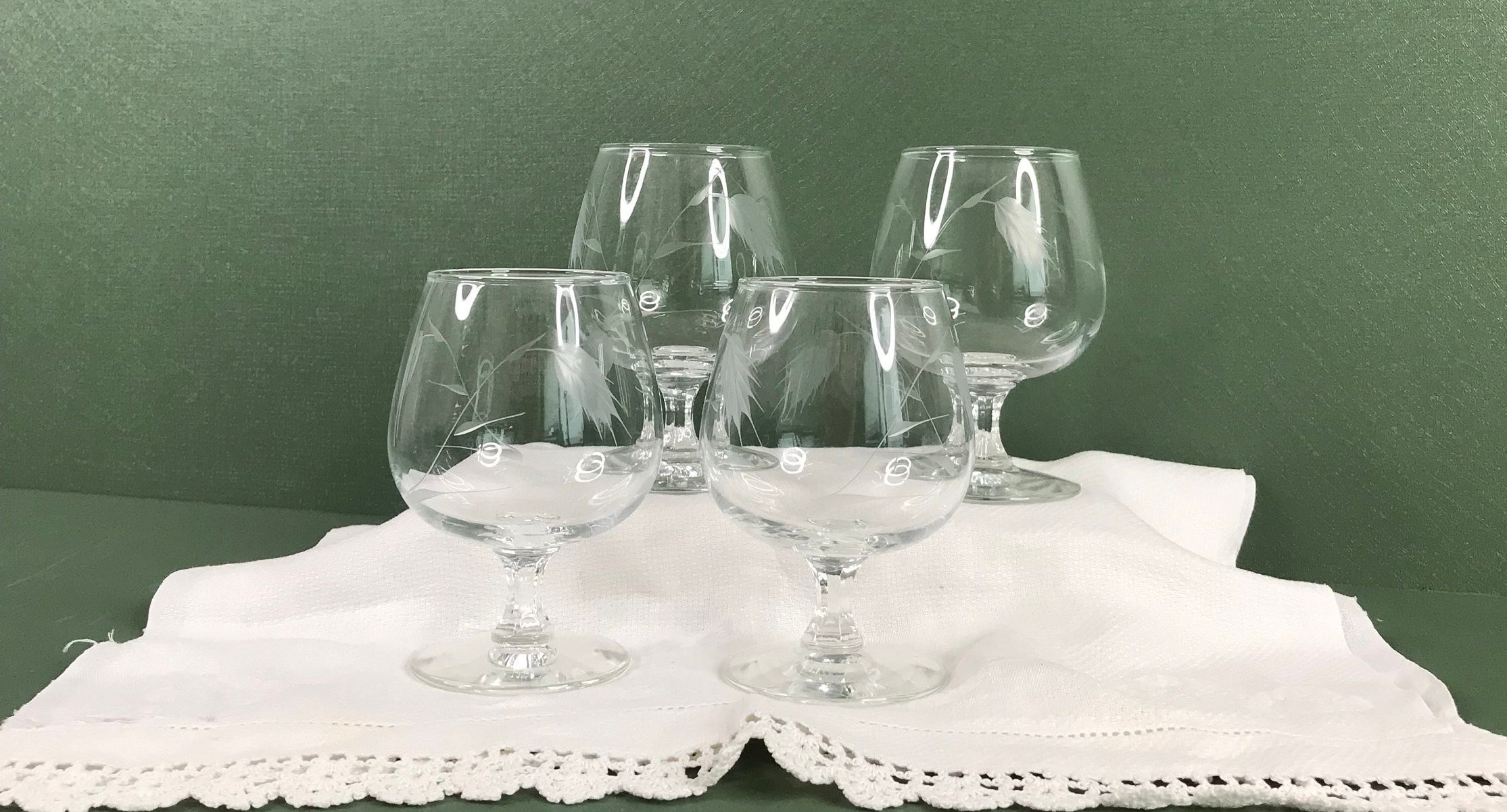 Vintage Etchedglass Small Brandy Snifters set of 4 Etsy