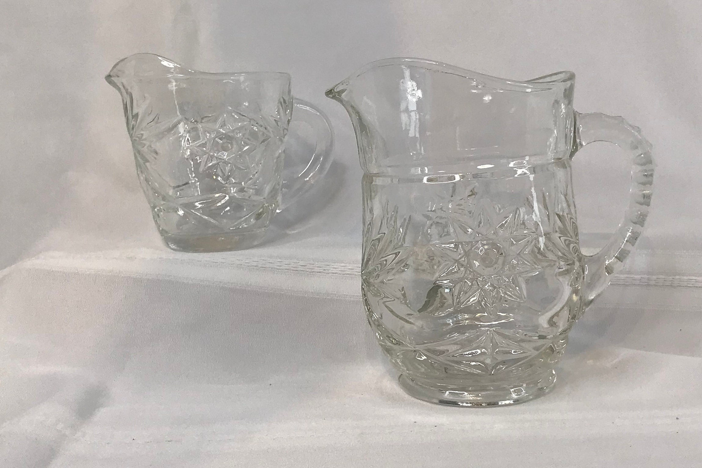 Glass Water Jug, Pressed Glass Pitcher, Vintage Milk Jug, Retro Water Jug, Glass Milk Jug, Clear