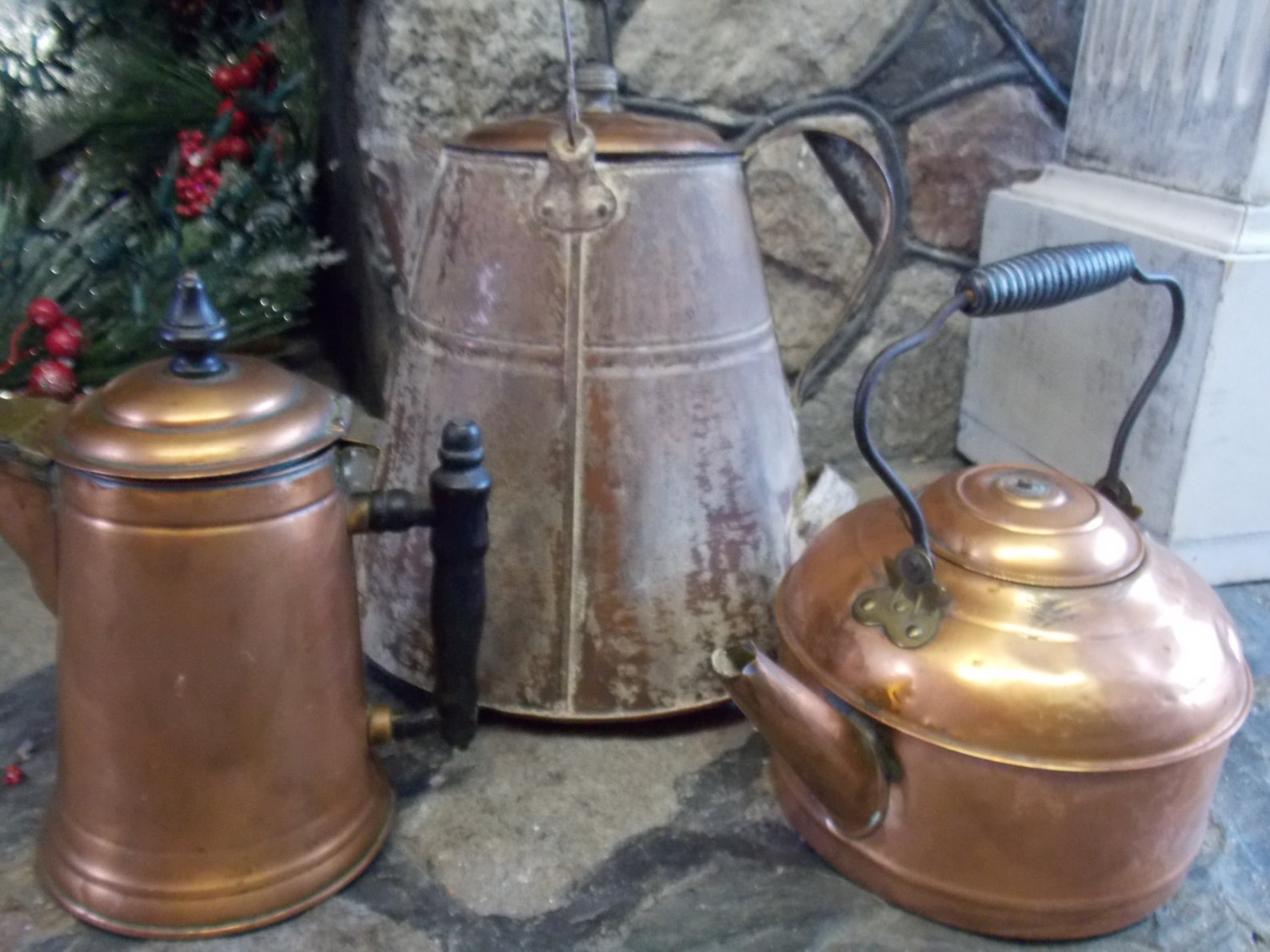 Antique Large Copper Coffee Pot Etsy