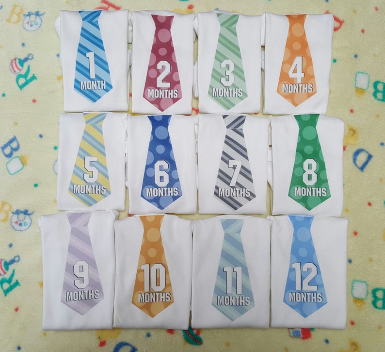 Month By Month onesies Ties for boy