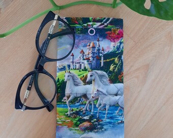 Unicorn Sunglasses Case| Eyeglass Soft Case| Quilted Pouch| Travel Pouch| Handmade Pouch| Australia Made| Handbag Accessory| Snap Close|