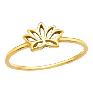 14k Gold over 925 Sterling Silver Lotus Flower Ring