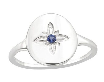 Sterling Silver Sapphire Signet Ring