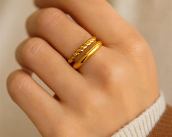 Gold Dipped Double Band Ring – Stackable Statement Jewelry for Women
