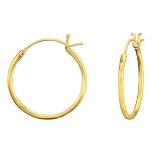 14k Gold Thin Hoop Earrings 18mm