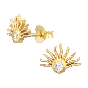 14k Gold Sun Earrings